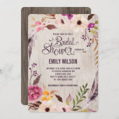 フローラ素朴ブライダルシャワー招待ボホパーティー 招待状 (正面/裏面)