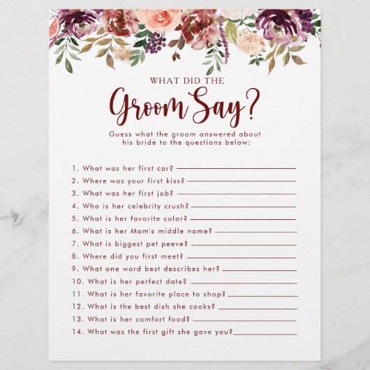 フローラ素朴ブライダルシャワー新郎は何と言った (正面)