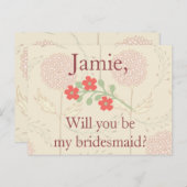 フローラ素朴ブライドメイド招待状 インビテーションポストカード (正面/裏面)