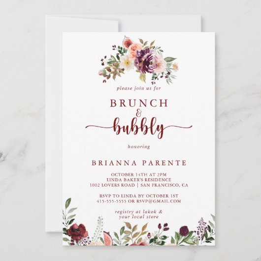フローラ素朴ブランチとバブリーブライダルシャワー 招待状 (正面)