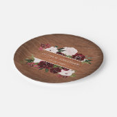 フローラ素朴ブルゴーニュと赤面結婚ズ ペーパープレート (アングル)