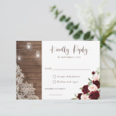 フローラ素朴ブルゴーニュの木のレースのストリングライト 招待状 (スタンド正面)