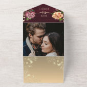 フローラ素朴ブルゴーニュの結婚写真 オールインワン招待状 (外側)