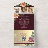 フローラ素朴ブルゴーニュの結婚写真 オールインワン招待状 (内側)