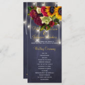 フローラ素朴ブルゴーニュの黒板の結婚式 プログラム (正面/裏面)