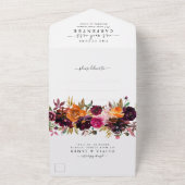 フローラ素朴ブルゴーニュパープルイエロー秋の結婚式 オールインワン招待状 (外側)
