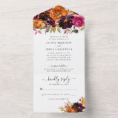 フローラ素朴ブルゴーニュパープルイエロー秋の結婚式 オールインワン招待状 (内側)