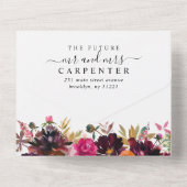 フローラ素朴ブルゴーニュパープルイエロー秋の結婚式 オールインワン招待状 (裏面)