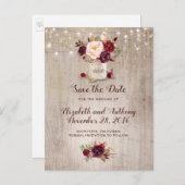 フローラ素朴ブルゴーニュ日付を保存 案内ポストカード (正面/裏面)