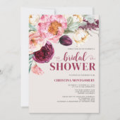 フローラ素朴ブルゴーニュ植物学ブライダルシャワー 招待状 (正面)