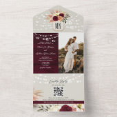 フローラ素朴ブルゴーニュ秋の結婚式 オールインワン招待状 (内側)