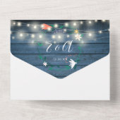 フローラ素朴ブルーウッドストリングラ結婚イト オールインワン招待状 (裏面)