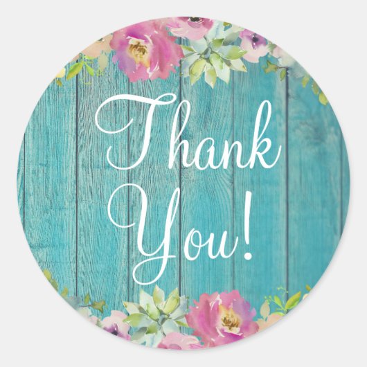 フローラ素朴ブルーウッド赤ちゃんシャワー ラウンドシール (正面)