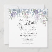 フローラ素朴ブルーユーカリ結婚式招待状 (正面)