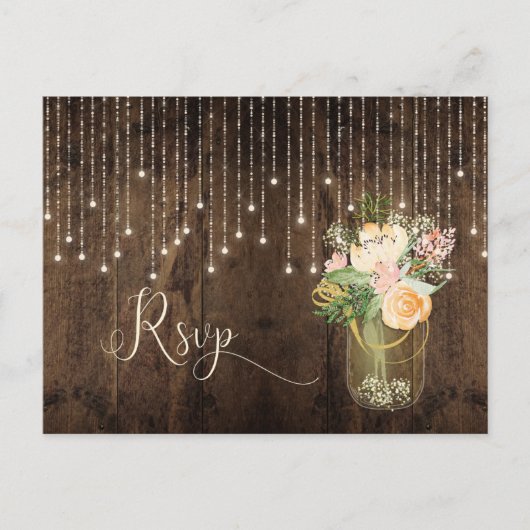 フローラ素朴ブーケメイソンジャールライトRSVP | インビテーションポストカード (正面)