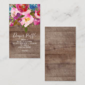 フローラ素朴ベビーシャワーおむつラッフルチケット エンクロージャーカード (正面/裏面)