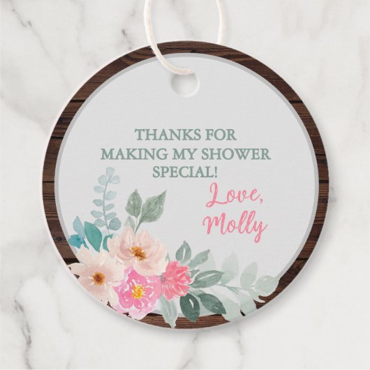 フローラ素朴ベビーシャワーラウンドパーティーフェイスラベル フェイバータグ (正面)
