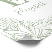 フローラ素朴ベビーモノグラム。カントリーグリーン子供部屋 ポスター (角)