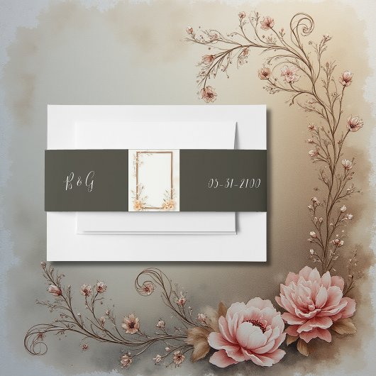 フローラ素朴ベージュ結婚ズ 招待状ベリーバンド