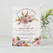 フローラ素朴ペニーダスティピンクウォーターカラー誕生日 招待状 (スタンド正面)