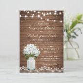 フローラ素朴ホワイトアジサイのメイスンジャールレースライト 招待状 (スタンド正面)