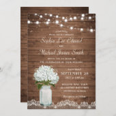 フローラ素朴ホワイトアジサイのメイスンジャールレースライト 招待状 (正面/裏面)