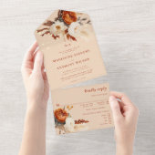 フローラ素朴ボタニカルパンパ秋ボホ結婚ズ オールインワン招待状 (貼ってはがせる)