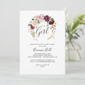 フローラ素朴ボタニカル女の子の赤ちゃんシャワー 招待状 (スタンド正面)