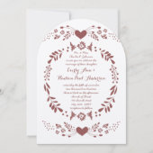 フローラ素朴ボヘミアンボホフォークアー結婚ト 招待状 (正面)