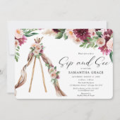 フローラ素朴ボホで少女の赤ちゃんシャワーを飲み見る 招待状 (正面)