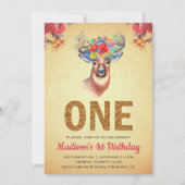 フローラ素朴ボホディアファースト誕生日招待状 招待状 (正面)