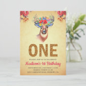 フローラ素朴ボホディアファースト誕生日招待状 招待状 (スタンド正面)