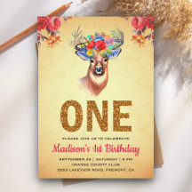 フローラ素朴ボホディアファースト誕生日招待状