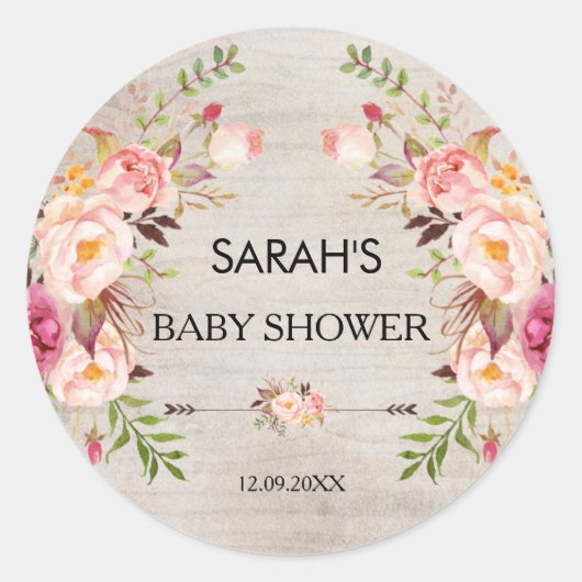 フローラ素朴ボホベイビーシャワーシール ラウンドシール (正面)