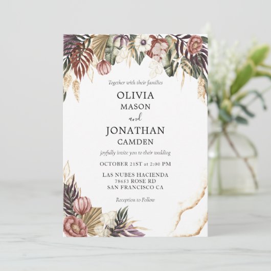 フローラ素朴ボホ秋結婚写真 招待状 (スタンド正面)