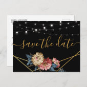 フローラ素朴マグノリア文字列ライト日付の保存 案内ポストカード (正面/裏面)