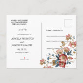 フローラ素朴マグノリア文字列ライト日付の保存 案内ポストカード (裏面)