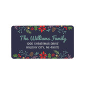 フローラ素朴ミッドナイトブルーホリデー差出人住所 ラベル (正面)