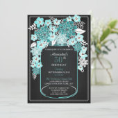 フローラ素朴メイスンジャールカルクボード誕生日4 招待状 (スタンド正面)