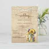 フローラ素朴メイスンジャーンオンウッド結婚式招待状 招待状 (スタンド正面)