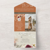 フローラ素朴メイスン結婚ジャー オールインワン招待状 (内側)