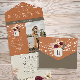 フローラ素朴メイスン結婚ジャー オールインワン招待状
