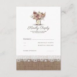 フローラ素朴メイスン・ジャー | BurlapウェディングRSVP 出欠カード