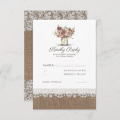 フローラ素朴メイスン・ジャー | BurlapウェディングRSVP 出欠カード (正面/裏面)
