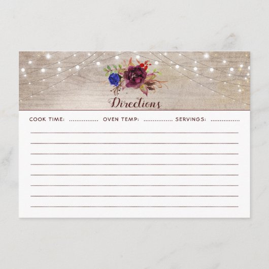 フローラ素朴メイソンジャーブライダルシャワーレシピ エンクロージャーカード (裏面)