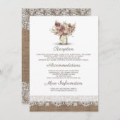 フローラ素朴メイソン結婚ジャーの情報ゲスト エンクロージャーカード (正面/裏面)