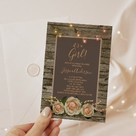 フローラ素朴メイソンjarストリング軽い赤ちゃんシャワー 招待状