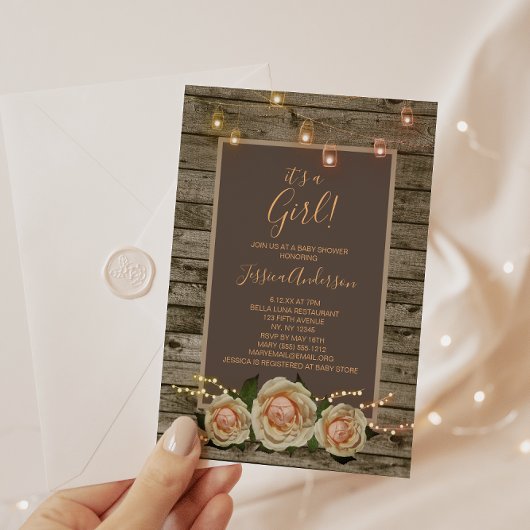 フローラ素朴メイソンjarストリング軽い赤ちゃんシャワー 招待状