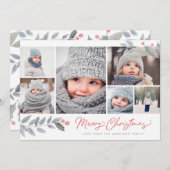 フローラ素朴メリー数々のクリスマス写真コラージュ シーズンカード (正面/裏面)