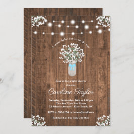 フローラ素朴メーソンジャールライト男の赤ちゃんシャワー 招待状